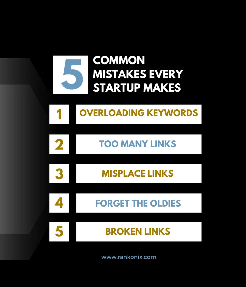 Rankonix's Tips: 5 Common SEO Mistakes to Avoid in Internal Linking for SEO.