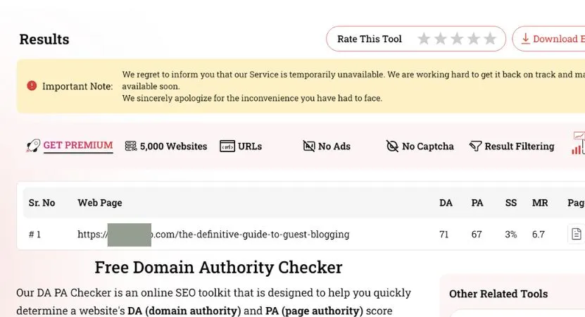 Free Domain Authority Checker